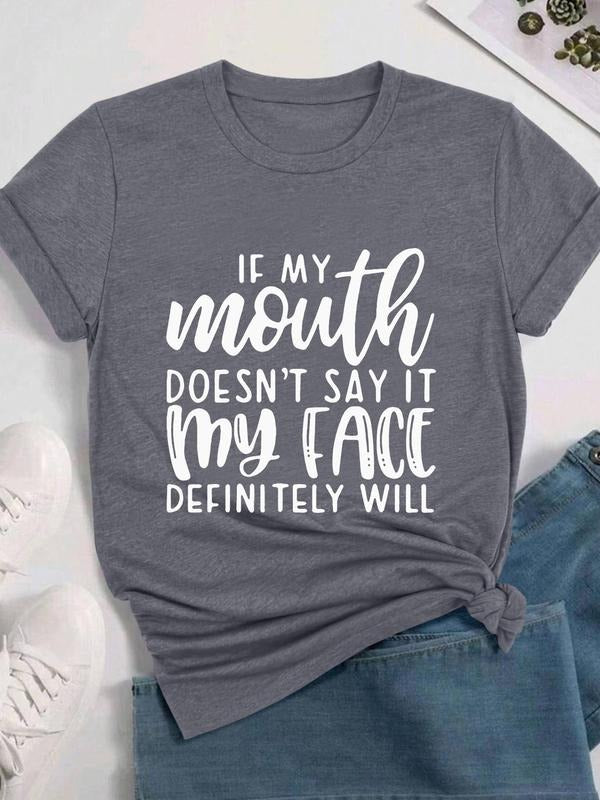 Letter Print Round Neck Casual Crew Neck Daily Vacation Outdoor Clothes All Seasons T-Shirts, Hoodie, Sweatshirt