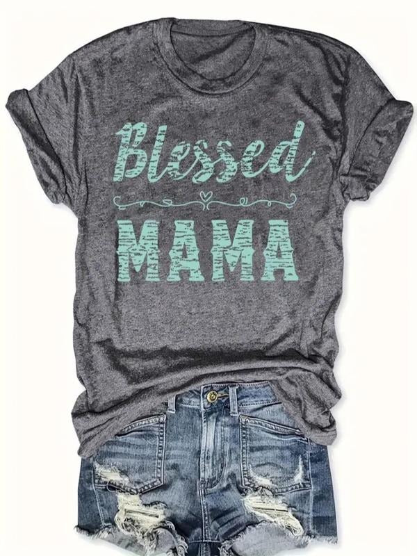 Women's Letter Print Round Neck Tee, Fashion Casual Crew Neck T-Shirt for Daily Holiday Vacation Outdoor Wear, Ladies...