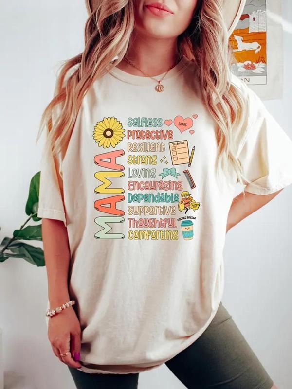 Women's Letter Print Round Neck Tee, Fashion Casual Crew Neck T-Shirt for Daily Holiday Vacation Outdoor Wear, Ladies...