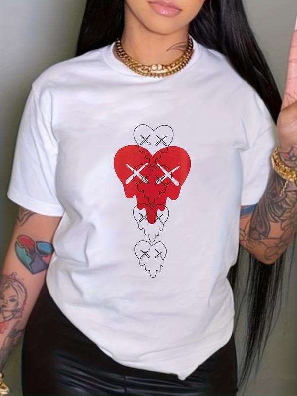 Women's Letter Print Round Neck Tee, Fashion Casual Crew Neck T-Shirt for Daily Holiday Vacation Outdoor Wear, Ladies...