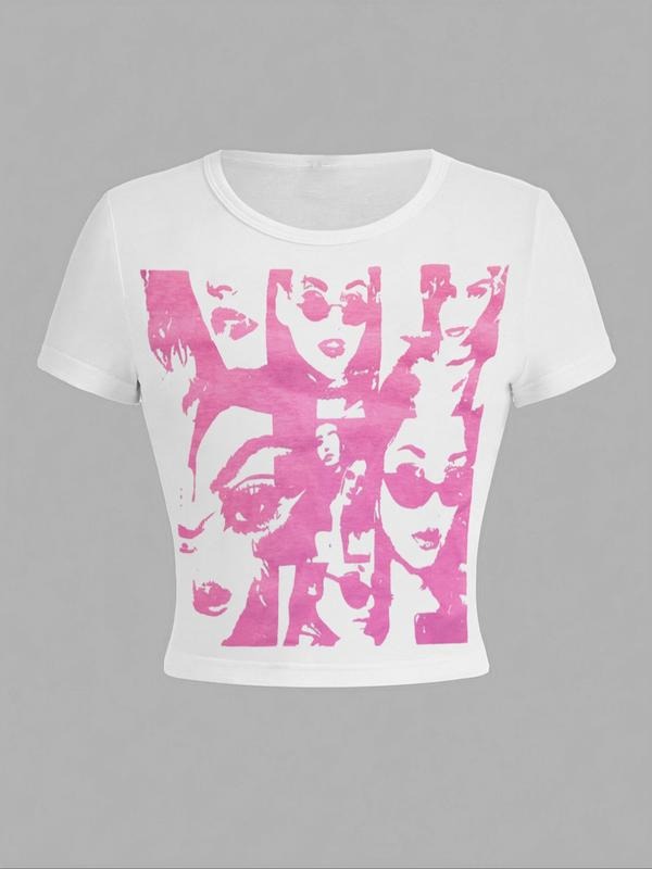 Women's Letter Print Round Neck Tee, Fashion Casual Crew Neck T-Shirt for Daily Holiday Vacation Outdoor Wear, Ladies...