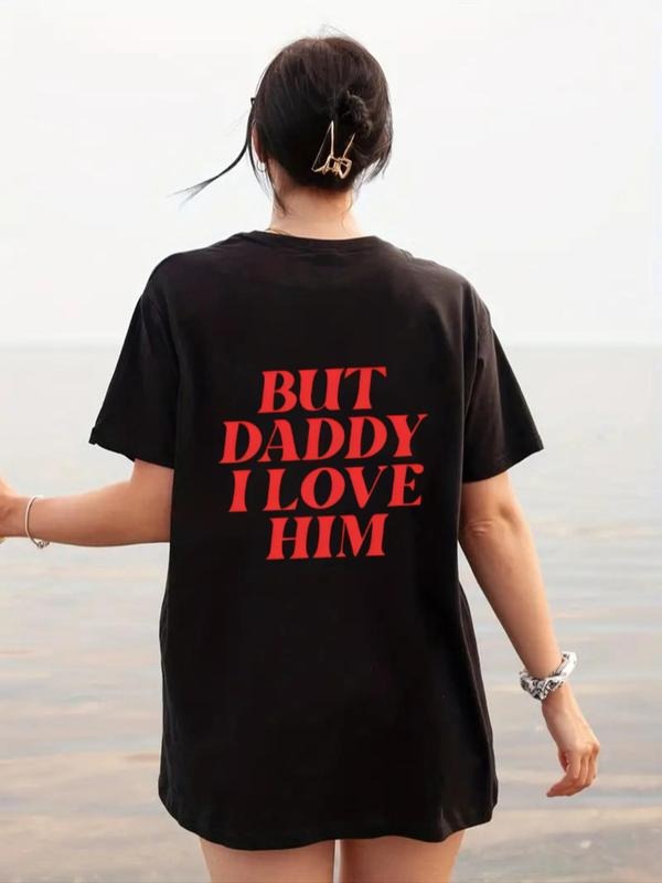 Women's Letter Print Round Neck Tee, Fashion Casual Crew Neck T-Shirt for Daily Holiday Vacation Outdoor Wear, Ladies...