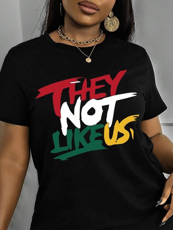 Women's Letter Print Round Neck Tee, Fashion Casual Crew Neck T-Shirt for Daily Holiday Vacation Outdoor Wear, Ladies...