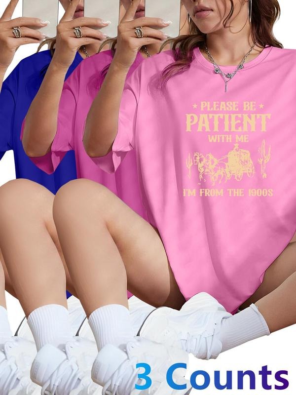 Letter Print Round Neck Casual Crew Neck Daily Vacation Outdoor Clothes All Seasons Topstyle{N002}2 T-Shirts, Hoodie, Sweatshirt