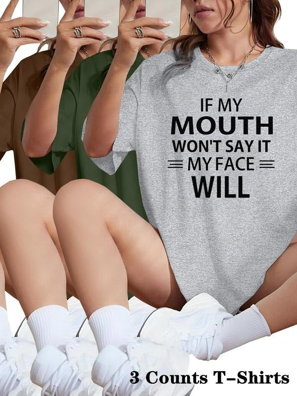 Letter Print Round Neck Casual Crew Neck Daily Vacation Outdoor Clothes Summerstyle{N002}12 T-Shirts, Hoodie, Sweatshirt