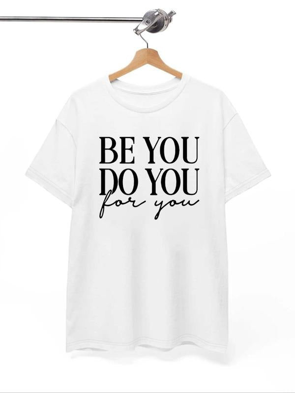 Women's Letter Print Round Neck Tee, Fashion Casual Short Sleeve T-shirt, Ladies Summer Clothes for Daily Wear style 04...