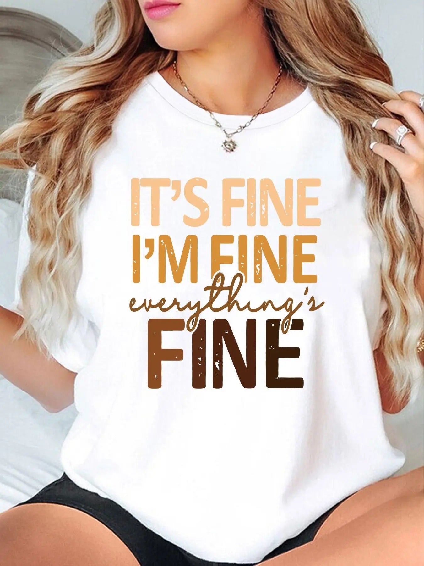 Women's Letter Print Round Neck Tee, Trendy Casual Crew Neck Short Sleeve T-Shirt for Daily Holiday Vacation Outdoor...