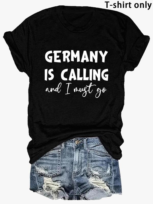 Women's Letter Print Round Neck Tee, Trendy Casual Crew Neck Short Sleeve T-Shirt for Daily Wear, Ladies All Seasons...