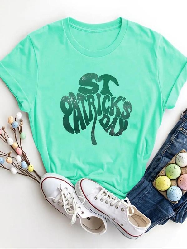 Women's Letter Print Round Neck Tee, Trendy Casual Crew Neck Short Sleeve T-shirt for Daily Wear, Ladies All Seasons...