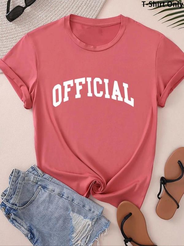 Women's Letter Print Round Neck Tee, Trendy Short Sleeve T-Shirt, Ladies All Seasons Outfit Hoodie, Sweatshirt