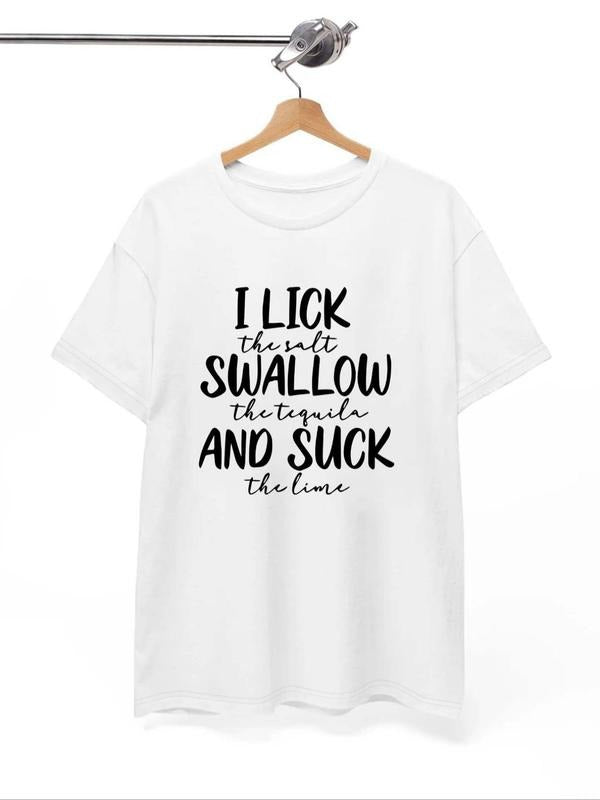 Women's Letter Print Round Neck Tee, Vintage Trendy Casual Drop Shoulder Short Sleeve T-shirt for Daily Wear, Ladies All...