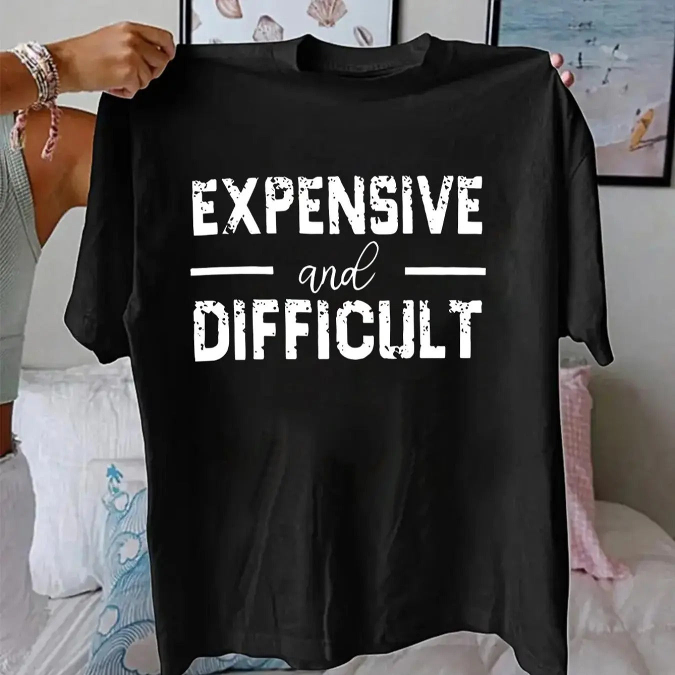 Women's Letter Print Round Neck Tee, Vintage Trendy Casual Short Sleeve T-shirt for Daily Wear, Ladies All Seasons Outfit...
