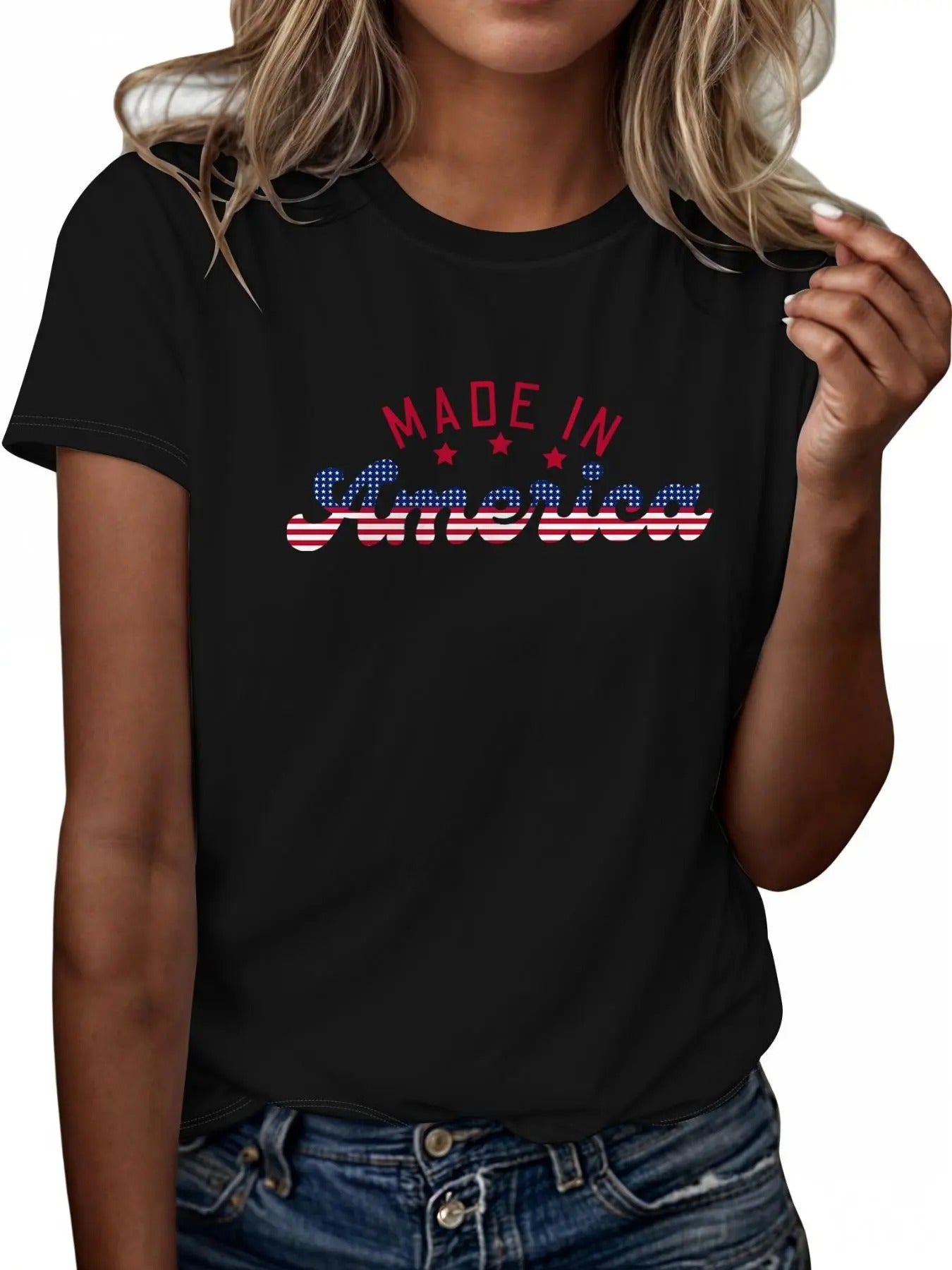 Women's Letter Print Round Neck Tee, Vintage Trendy Casual Short Sleeve T-shirt for Daily Wear, Ladies All Seasons Outfit...