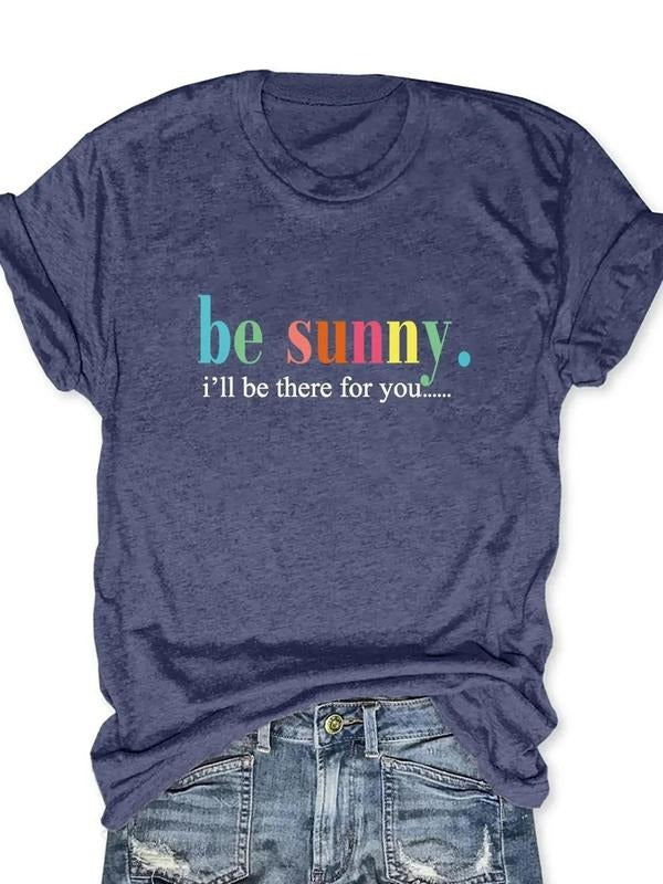 Women's Letter Print Round Neck Tee, Vintage Trendy Casual Short Sleeve T-shirt for Daily Wear, Ladies All-match Clothes...