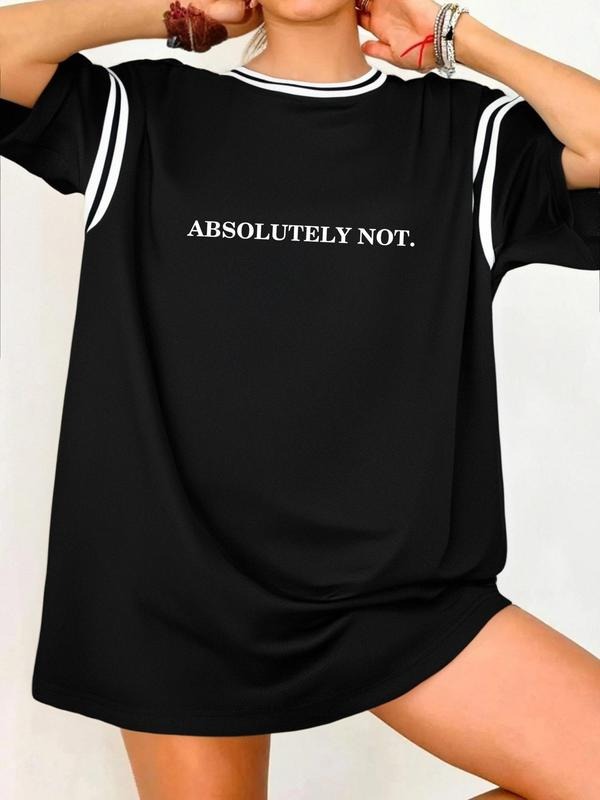 Women's Letter Print Round Neck Tee, Vintage Trendy Casual Short Sleeve T-shirt for Daily Wear, Ladies Summer Outfit...