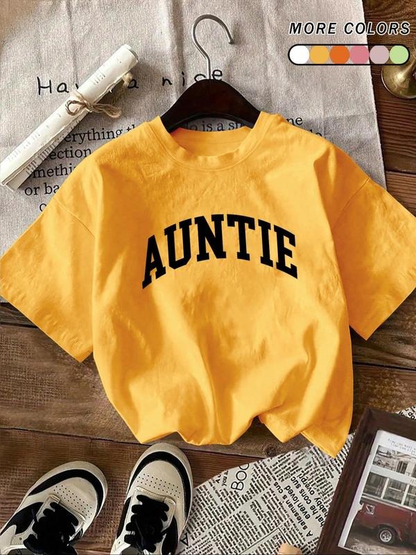 Women's Letter Print Round Neck Tee, Vintage Trendy Casual Short Sleeve T-shirt for Daily Wear, Ladies Summer Outfit, Top...
