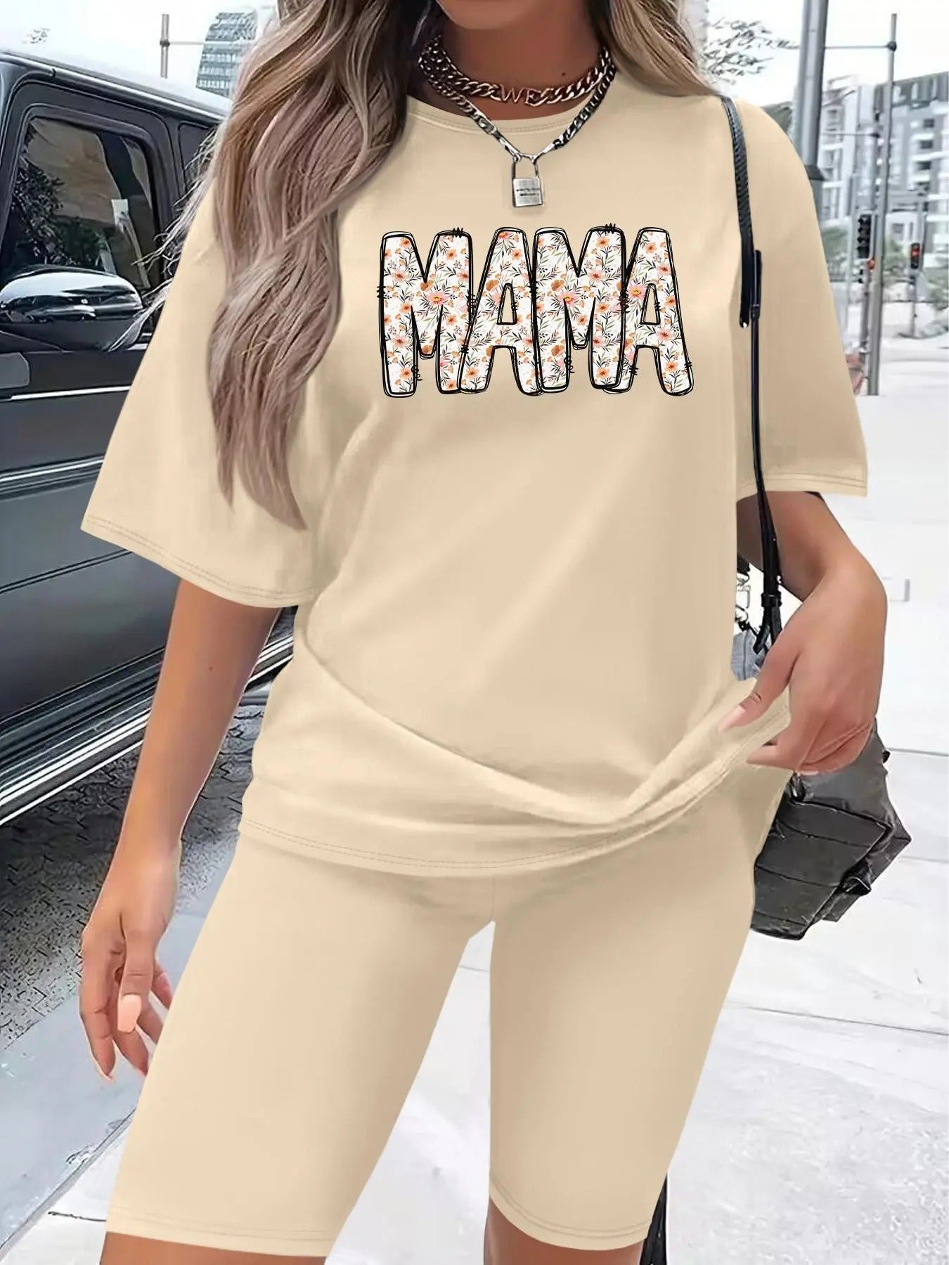 Letter Print & Shorts Set Casual Short Sleeve & Skinny Shorts Clothes Daily T-Shirts, Hoodie, Sweatshirt