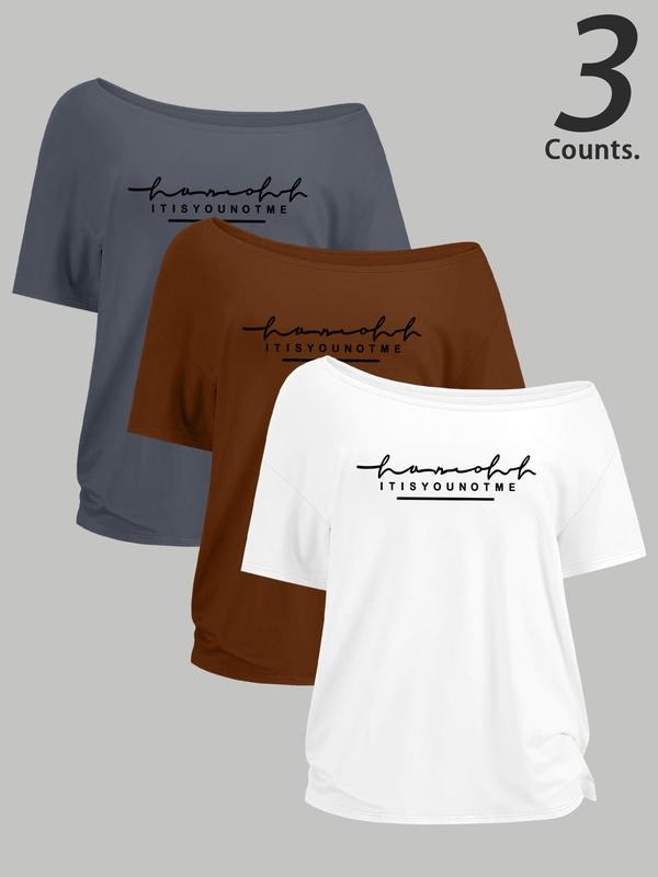Letter Print Casual Short Sleeve Daily Clothes All Seasons T-Shirts, Hoodie, Sweatshirt