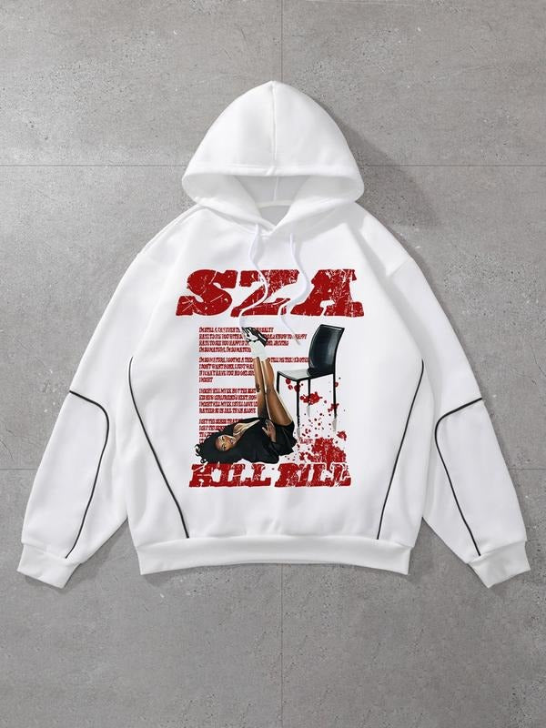 Women's Letter SZA Print Zip Up Hoodie, Casual Long Sleeve Hooded Sweatshirt for Fall & Winter, Women's Clothes for Daily...