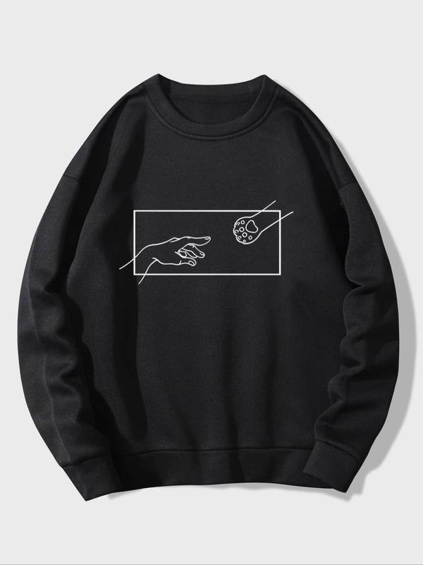 Women's Loose Fit Graphic Print Round Neck Sweatshirts, Casual Long Sleeve Crewneck Pullover Top for Fall & Winter Daily...