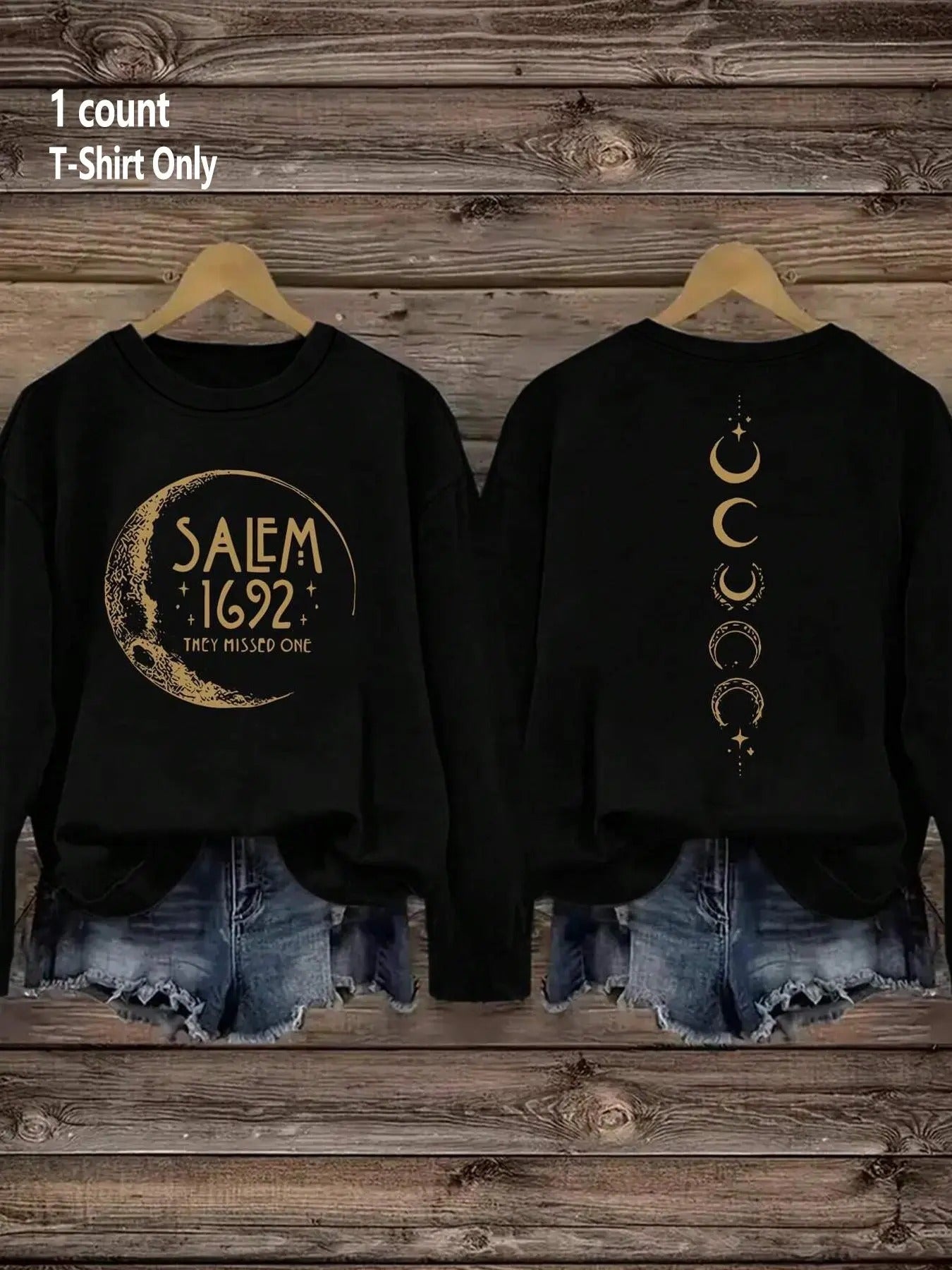 Women's Moon Print Drop Shoulder Sweatshirt, Casual Long Sleeve Round Neck Pullover for Fall & Winter, Ladies Clothes for...