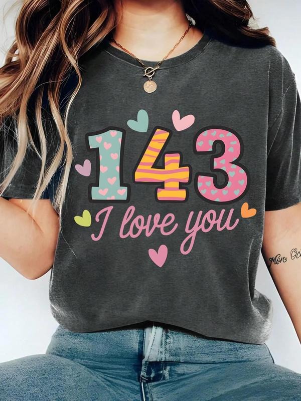 Women's Number Print Round Neck Tee, Fashion Casual Crew Neck T-shirt for Daily Holiday Vacation Outdoor Wear, Ladies...