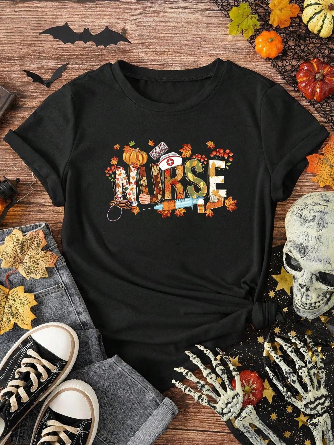 Women's Nurse Letter Print Graphic Tee, Casual Comfy Short Sleeve T-shirt for Daily Wear, Ladies Summer Clothes Hoodie,...
