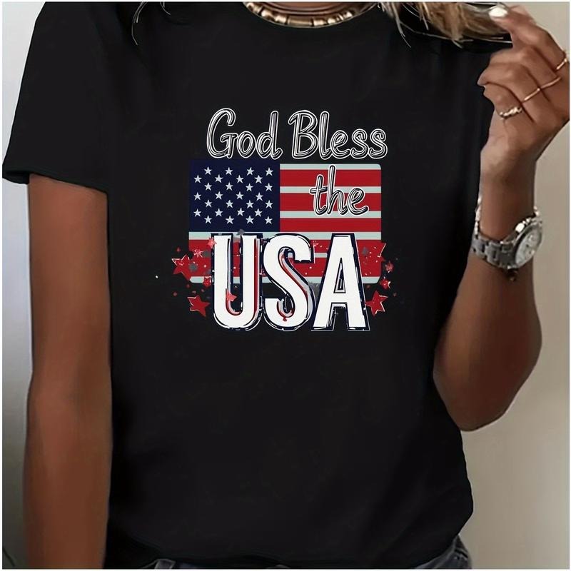 Women's Patriotic "God Bless The USA" Graphic T-Shirt