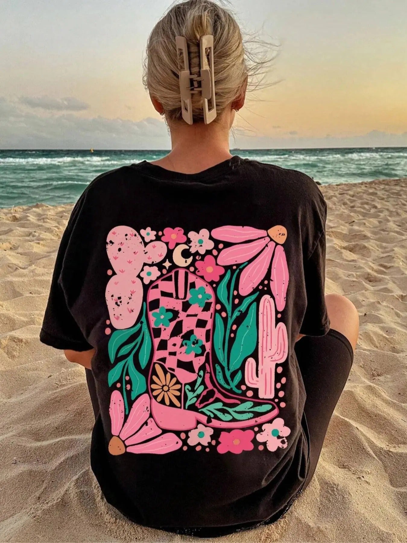 Women's Plants Print Round Neck Tee, Casual Drop Shoulder Short Sleeve T-Shirt for Daily Wear, Ladies Clothes for All...