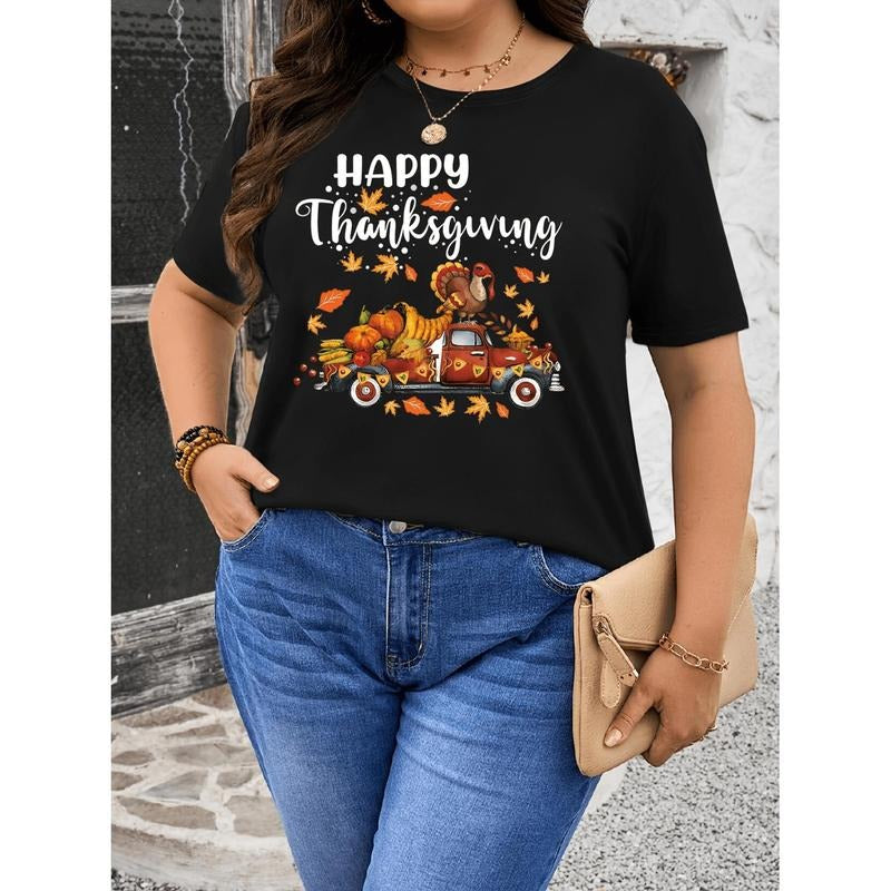 Women's Plus Size Thanksgiving Graphic T-Shirt