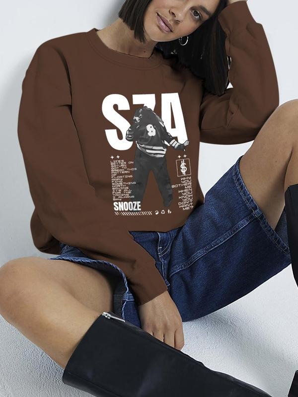 Women's Pop Art & Letter Print Pullover Sweatshirt, Casual Long Sleeve Half Zip Hooded Sweatshirt for Spring & Fall,...