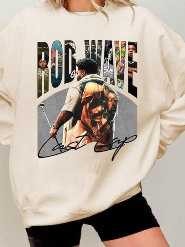 Women's Pop Art Print Round Neck Sweatshirt, Casual Long Sleeve Crew Neck Pullover for Fall & Winter, Fashion Women's Top...