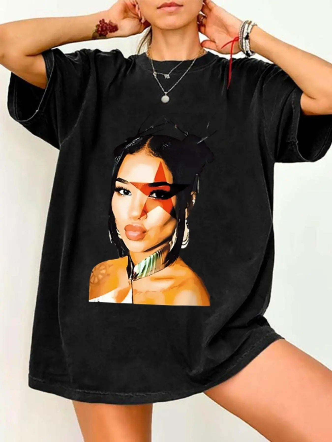 Women's Pop Art Print Round Neck Tee, Vintage Trendy Casual Short Sleeve T-shirt for Daily Wear, Ladies All Seasons...
