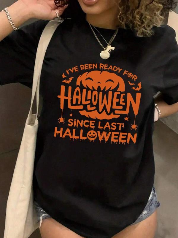 Women's Pumpkin Print Loose Fit Casual Street Style Y2K Minimalist Summer T-Shirt, Unique Retro Comfortable Design,...