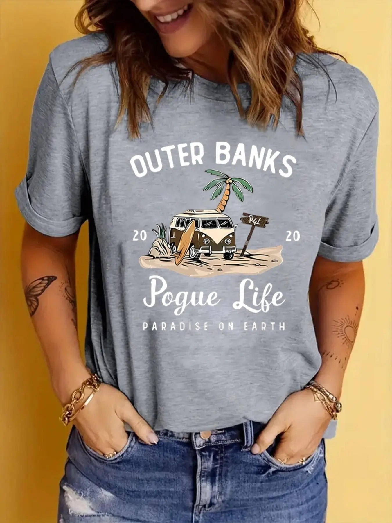 Women's Round Neck Short Sleeve Graphic Tee, Casual Printed Crew Neck T-Shirt for Summer, Women's Top for Daily Wear...