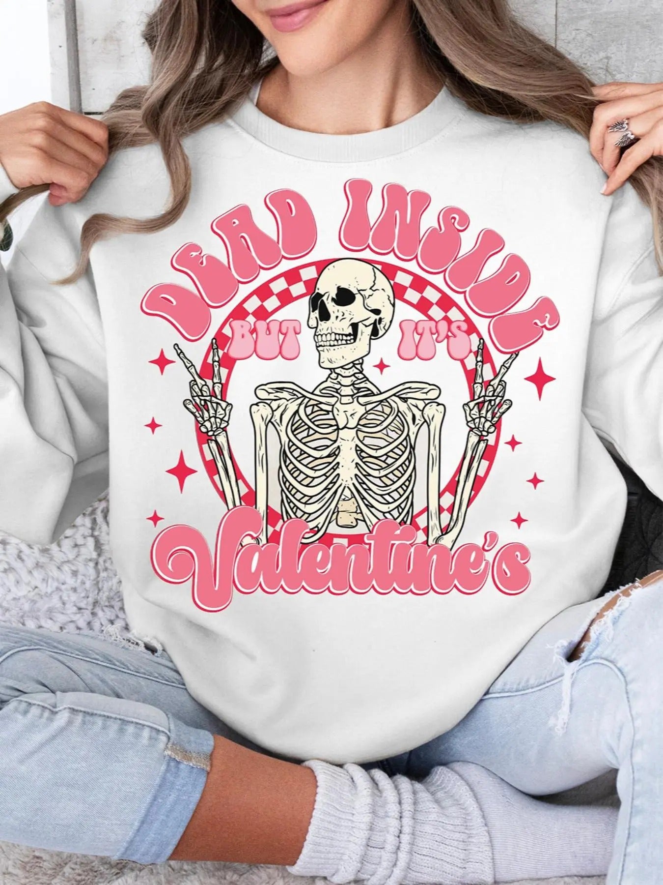 Women's Skeleton & Letter Print Round Neck Sweatshirt, Fashion Casual Crew Neck Pullover for Daily Holiday Outdoor Wear,...