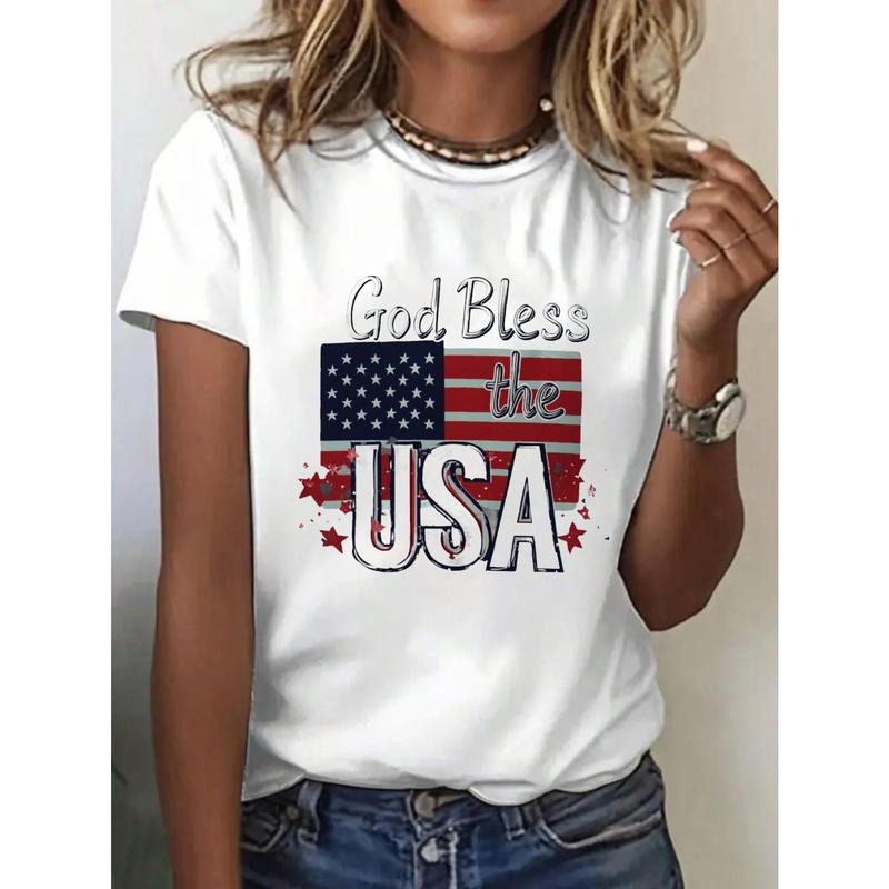Women's Slim-Fit Patriotic "God Bless USA" Graphic T-Shirt