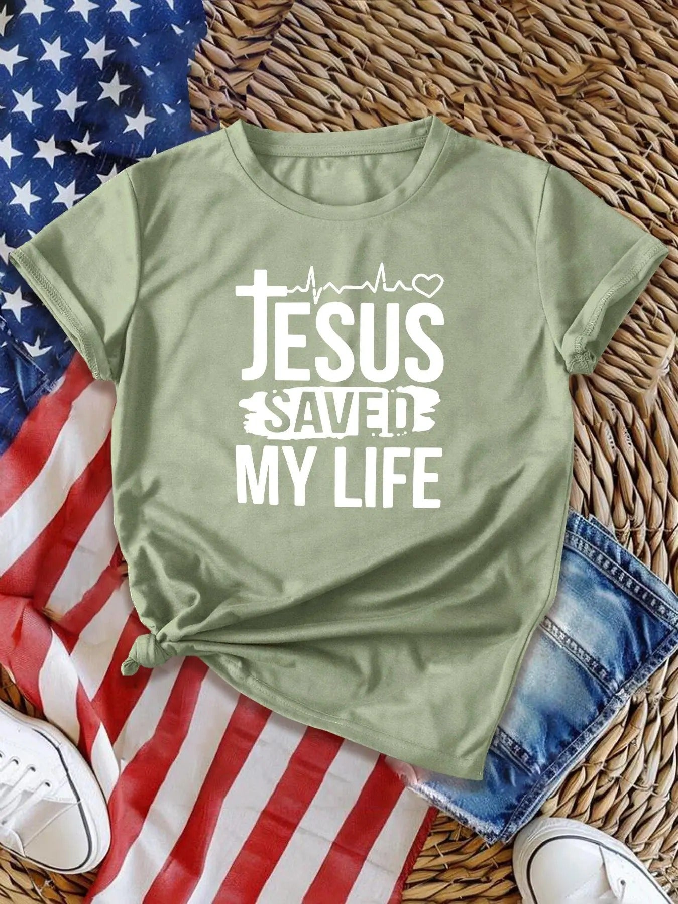 Women's Slogan & Heart Print Round Neck Tee, Casual Short Sleeve Graphic T-shirt, Ladies All Seasons Outfit for Daily...