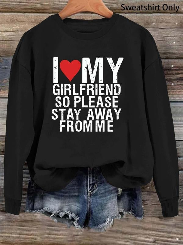 Women's Slogan Print Drop Shoulder Sweatshirt, Fashion Casual Crew Neck Long Sleeve Pullover for Daily Wear, Ladies...