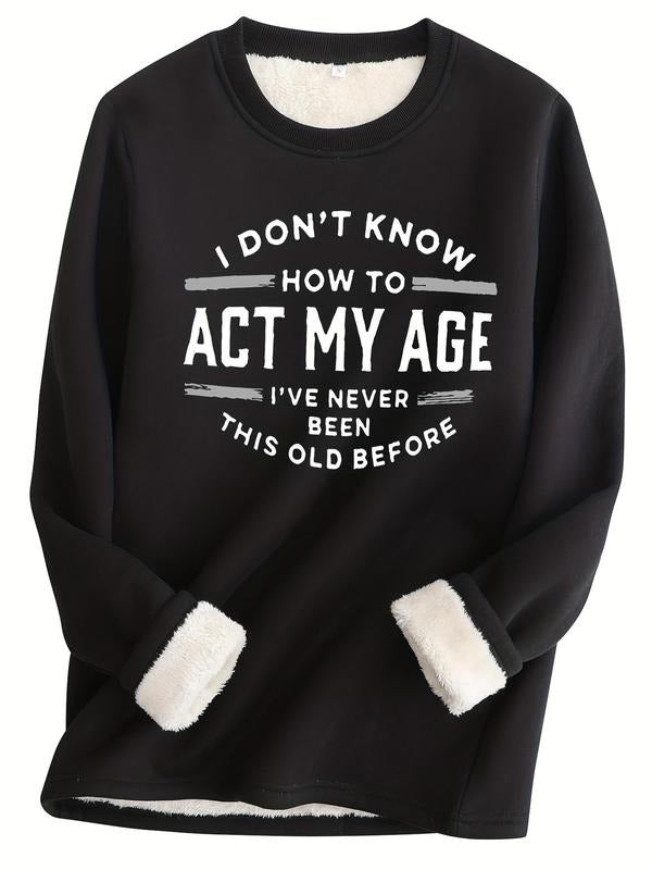 Women's Slogan Print Round Neck Sweatshirt, Fashion Casual Crew Neck Long Sleeve Pullover For Daily Wear, Ladies Fall &...