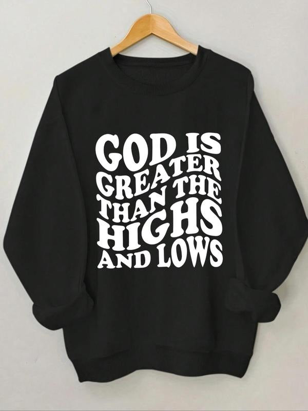 Women's Slogan Print Round Neck Sweatshirt, Fashion Casual Crew Neck Long Sleeve Pullover for Daily Wear, Ladies Clothes...