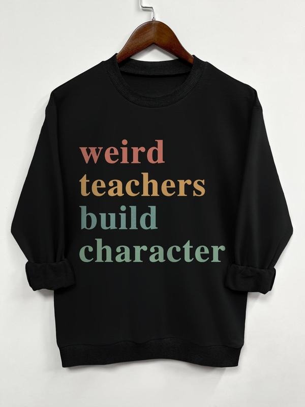 Women's Slogan Print Round Neck Sweatshirt, Fashion Casual Crew Neck Long Sleeve Pullover for Daily Wear, Ladies Fall &...