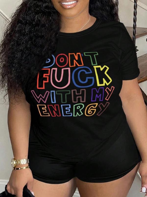 Slogan Print Round Neck Casual Crew Neck Daily Vacation Outdoor Clothes All Seasons T-Shirts, Hoodie, Sweatshirt