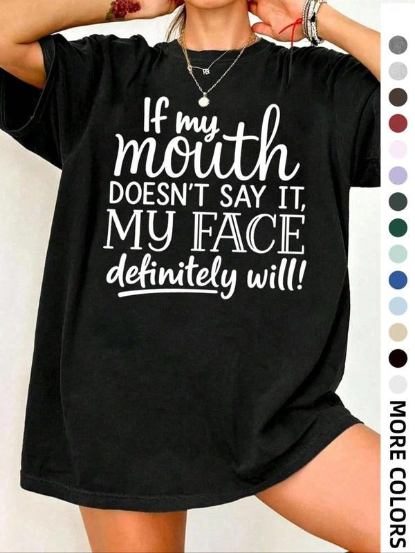 Women's Slogan Print Round Neck Tee, Fashion Casual Crew Neck T-shirt for Daily Holiday Vacation Outdoor Wear, Ladies...