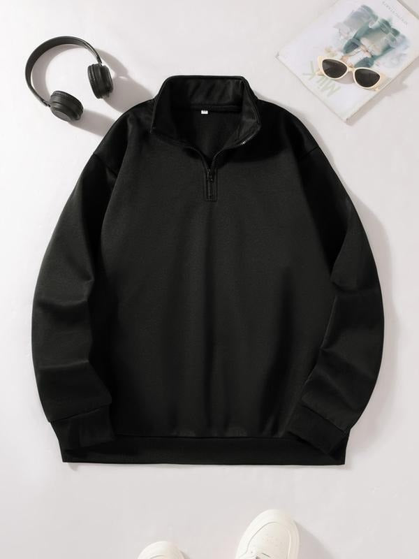 Women's Solid Half Zip Up Hoodie, Casual Long Sleeve Hooded Sweatshirt for Spring & Fall, Fashion Women's Top for Daily...