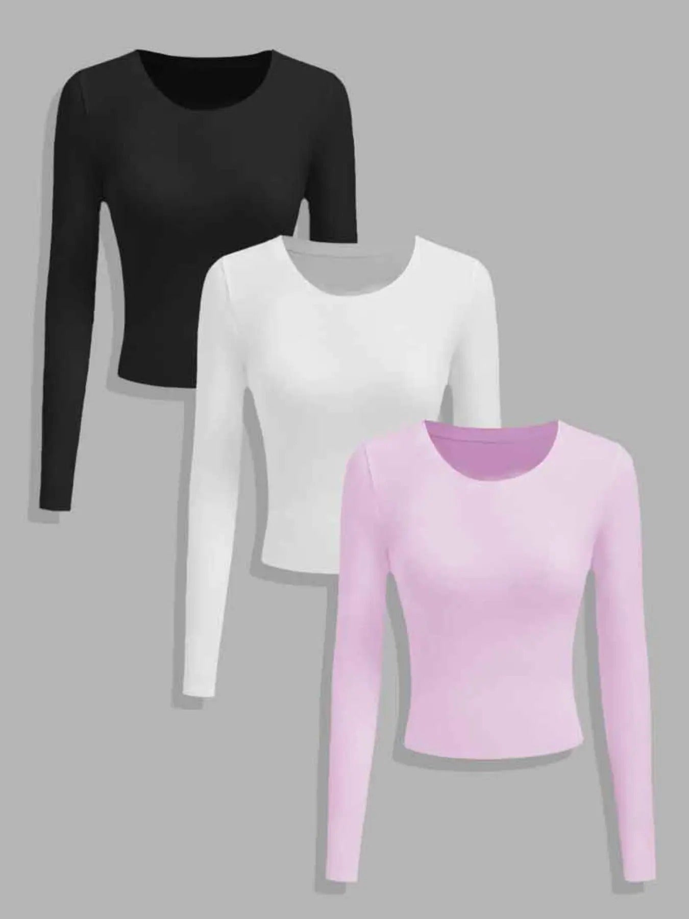 Women's Solid Long Sleeve Tee, Casual Basic T-shirt for Fall & Winter, Women's Top for Daily Wear Hoodie, Sweatshirt
