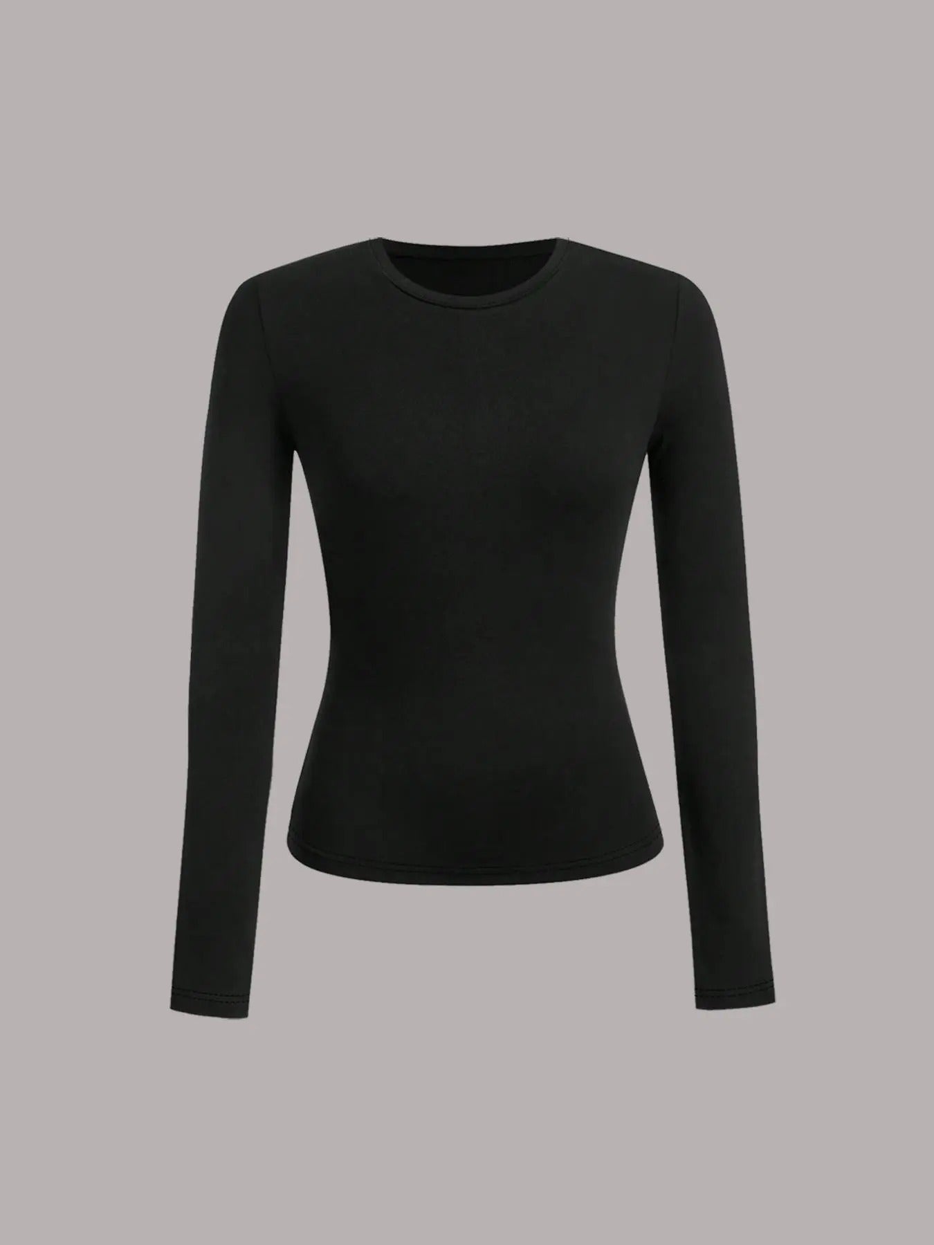 Women's Solid Long Sleeve Tee, Casual Comfy Tight-fitting T-shirt for Spring & Fall, Women's Top for Daily...