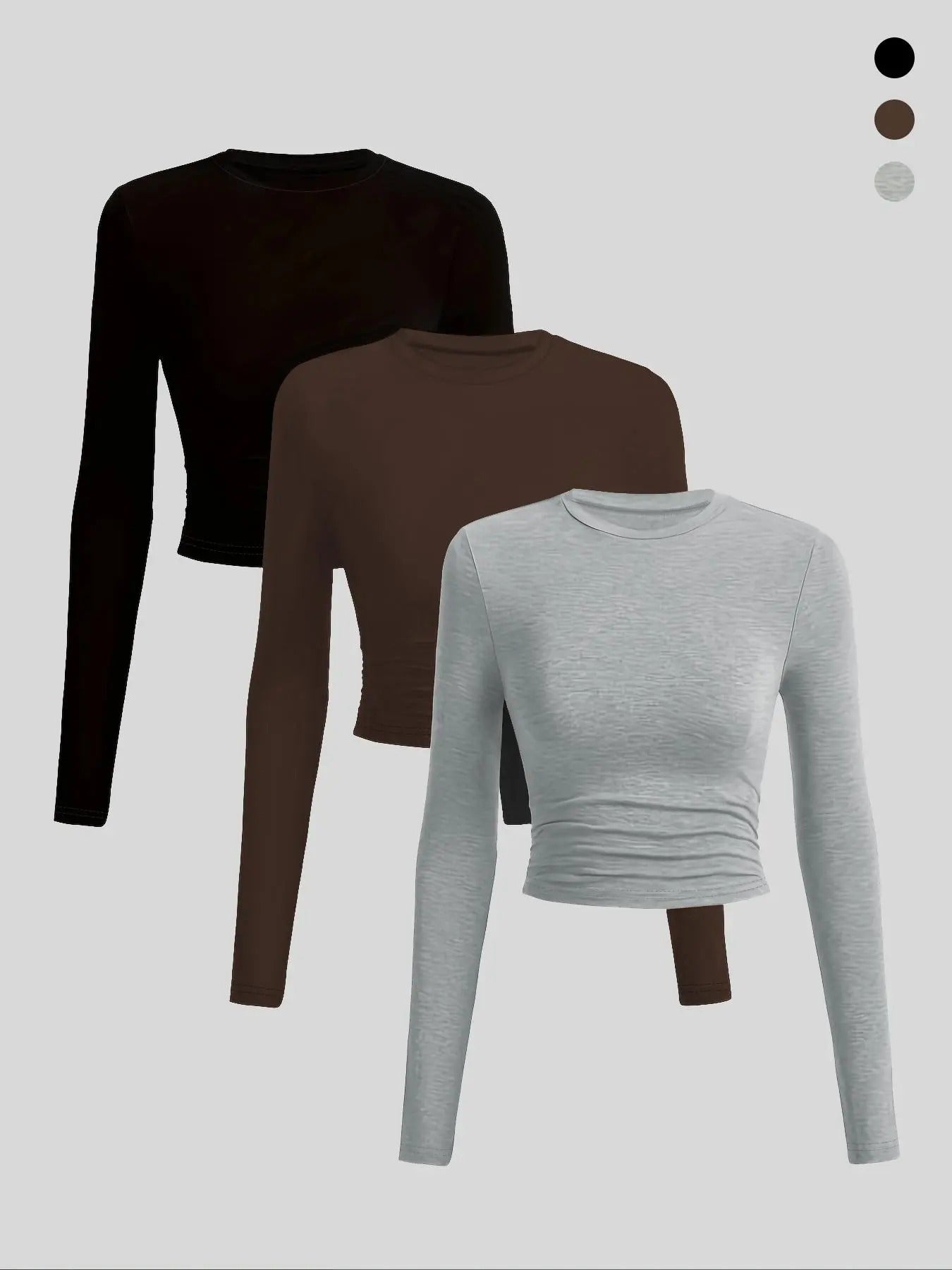 Women's Solid Long Sleeve Tee, Casual Round Neck T-shirt for Daily Wear, Ladies Clothes for All Seasons style 02 Hoodie,...