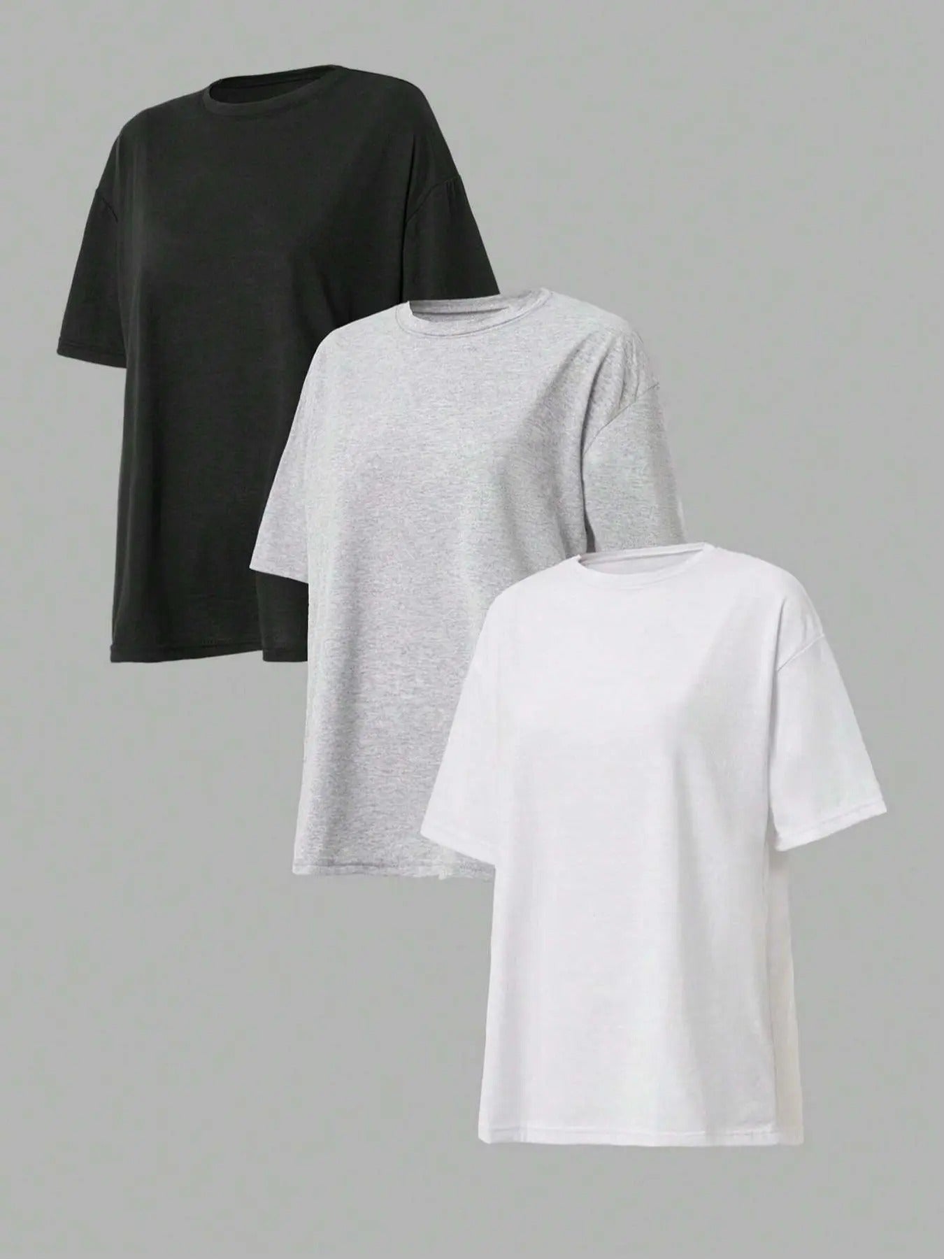 Women's Solid Round Neck Tee, Casual Basic Short Sleeve Crew Neck T-Shirt for Summer, Ladies Clothes for Daily Wear...