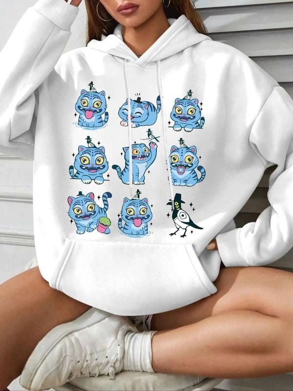 Women's Star & Letter Print Crew Neck Hoodie, Fashion Casual Long Sleeve Hooded Sweatshirt for Daily Holiday Outdoor...